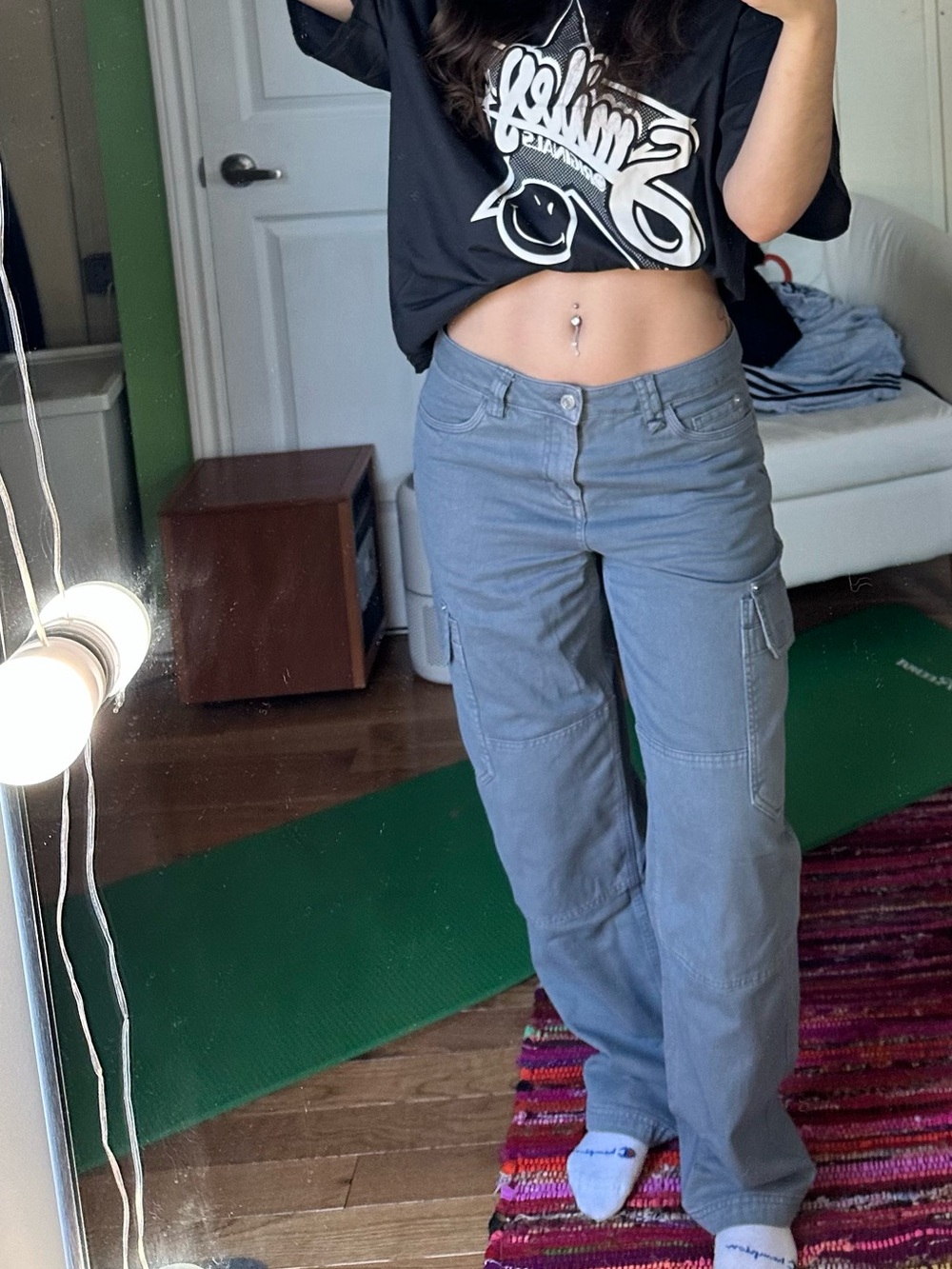 Women’s Gray Cargo Pants - Classic Straight Fit